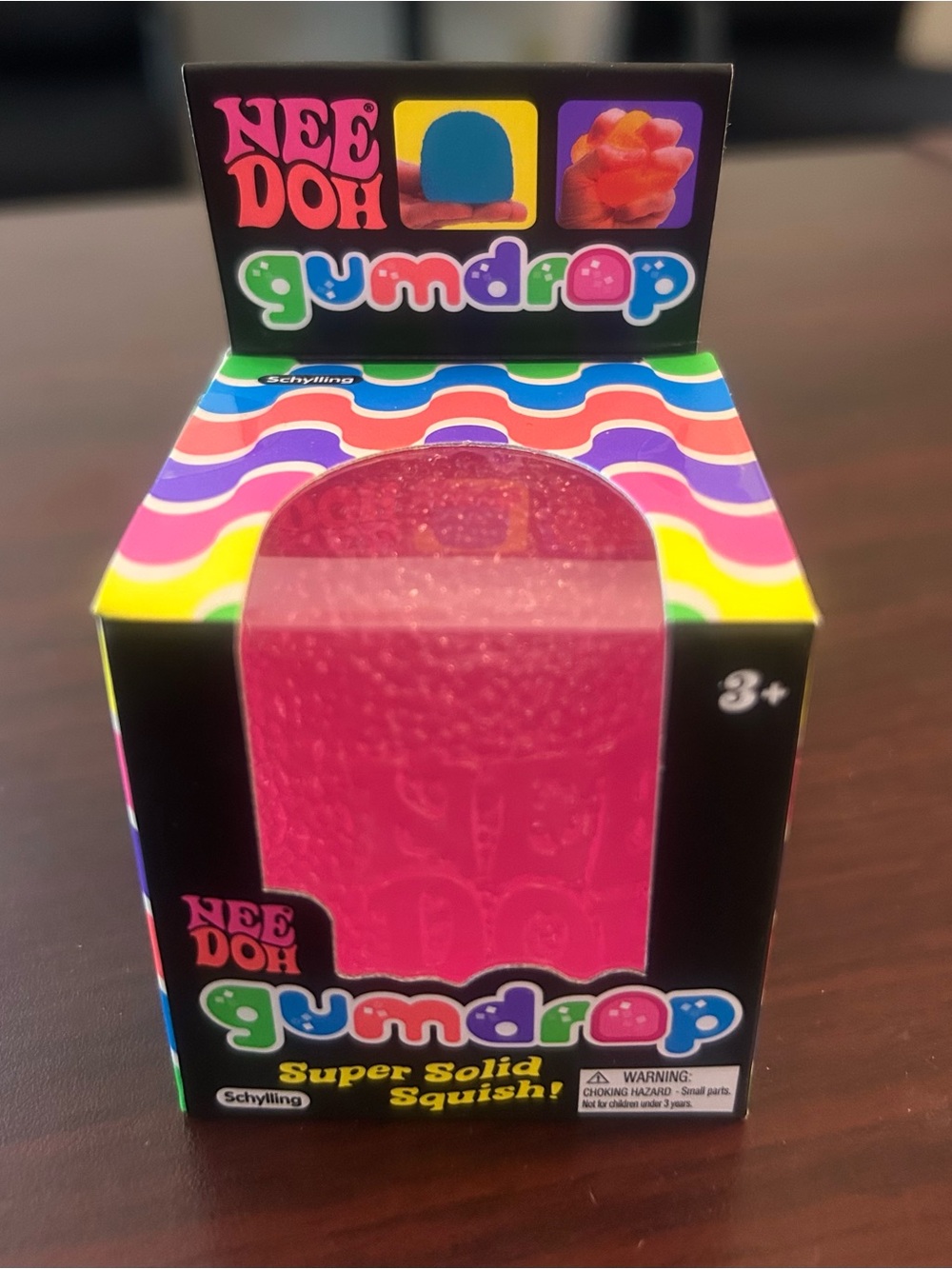 Schylling NeeDoh Gumdrop Neon Pink Super Solid Squish! - 100% Authentic